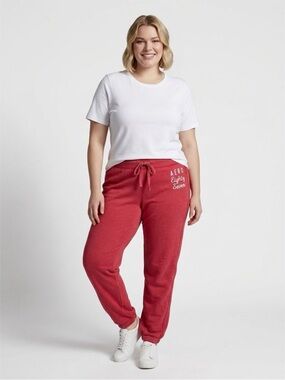 Aeropostale Women's Red Drawstring Joggers with Logo